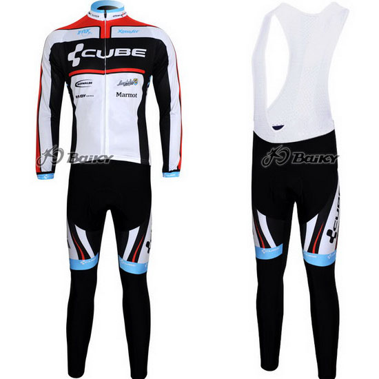 2012 Maillot Cube Tirantes Mangas Largas Negro Y Blanco